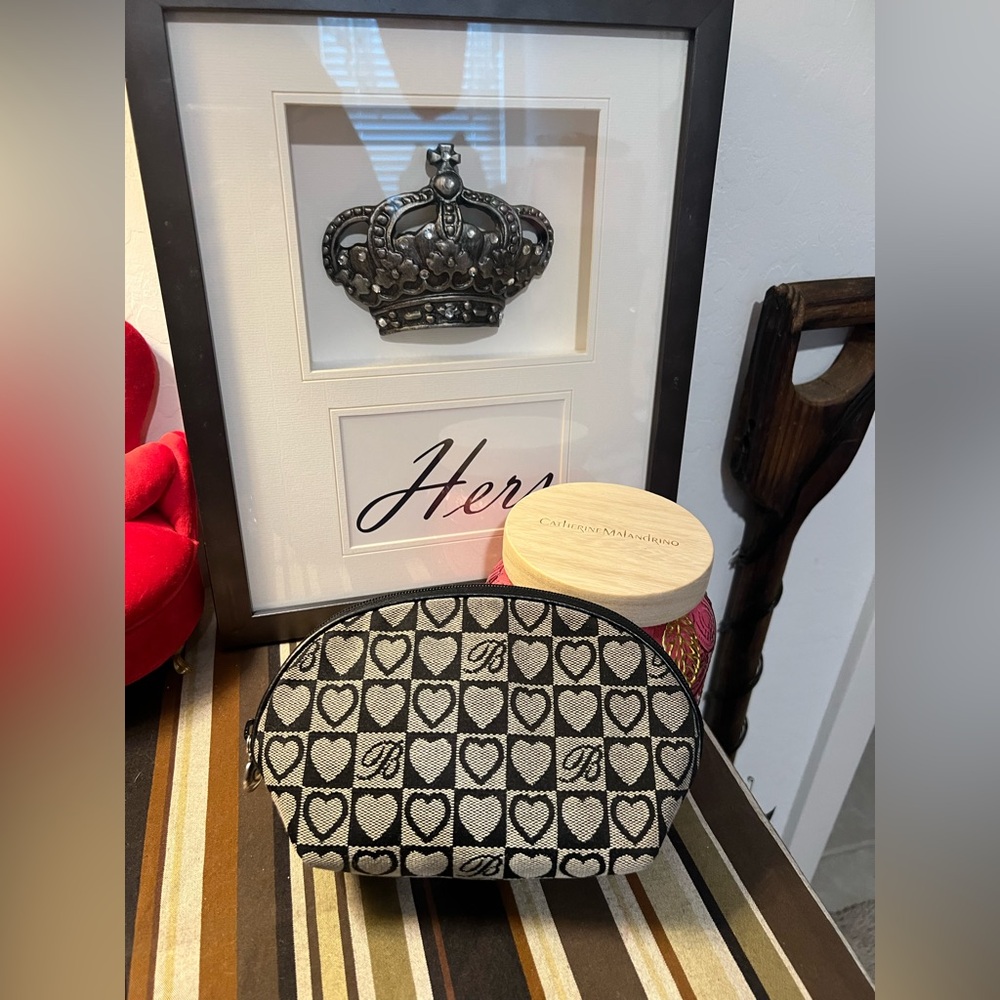 Brighton Black and White Heart Pattern Cosmetic Bag